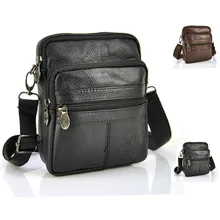 100 Genuine Real Cow Leather Classic Zip Small Bag Men Women Shoulder Handbag Casual Travel Pouch