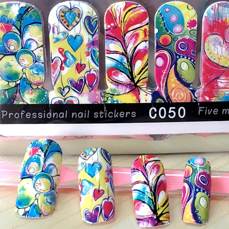 

2 packs graffiti nail wraps full cover adhesive nail art stickers decals beauty nails decorations accessories new arrival C5051