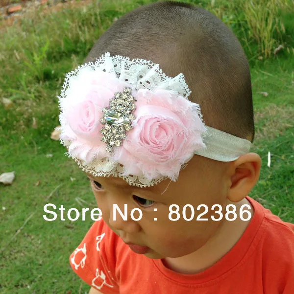 

5 colors mix White Pink Ivory Peach hotpink Shabby Chic Rosette Lace Headband