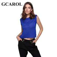 GCAROL New Arrival Knitted CrTops Hollow Out Sleeveless Sweater Orange Sapphire Knitting Pullover For Spring Autumn Winter