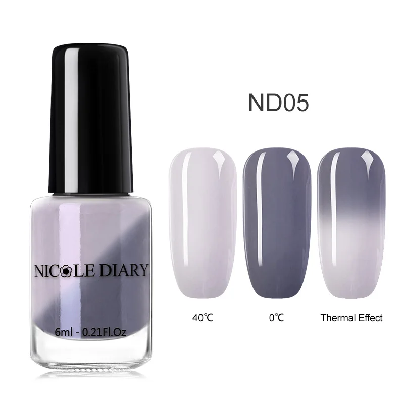 NICOLE DIARY 6ml Peel Off Thermal Nail Polish Glitter Chameleon Color Changing Water-based Manicure Nail Art Varnish - Цвет: S4-ND05