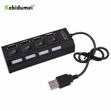 Kebidumei 4 порта USB 2,0 концентратор высокая скорость 480 Мбит/с включением/выключением питания расширитель несколько конвертер адаптер для MacBook PC