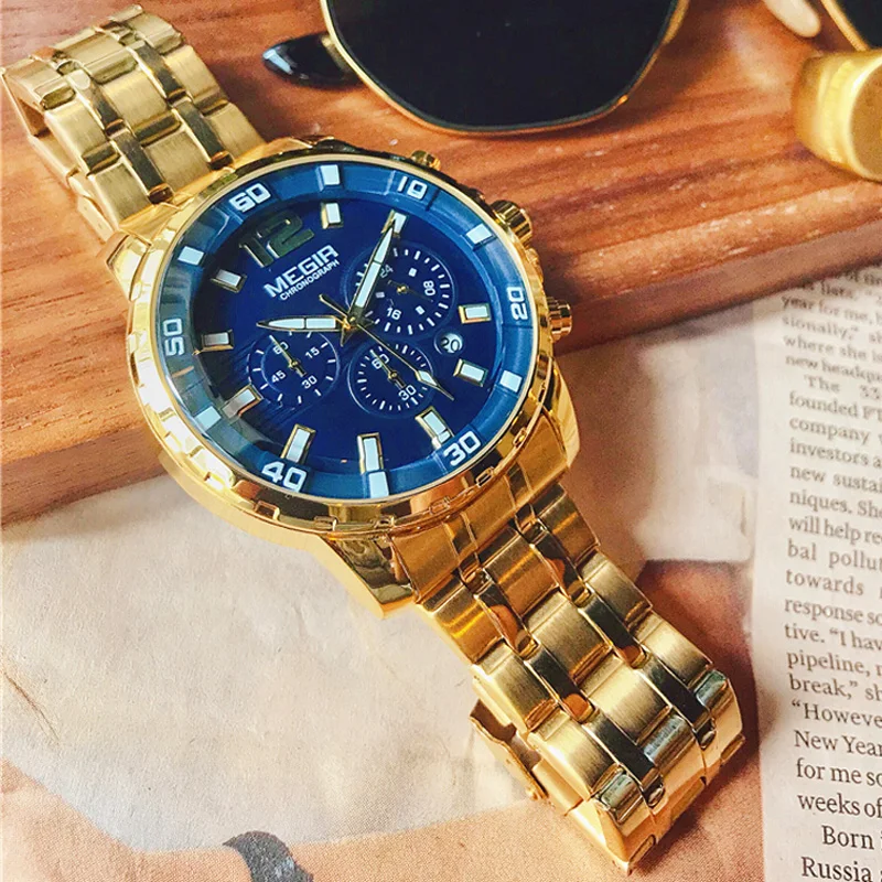 Megir Luxury Brand Sport Men Watches Stainless Steel Strap Chronograph Military Quartz Watch Business Clock Relogios Masculinos Megir Luxury Brand Sport Men Watches Stainless Steel Strap Chronograph Military Quartz Watch Business Clock Relogios Masculinos