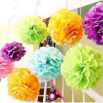 

20 Colors Upick--10PCS 25CM (10") Paper Flowers Kissing Ball Wedding Home Birthday Party Wedding Car Decor Tissue Paper Pom Poms