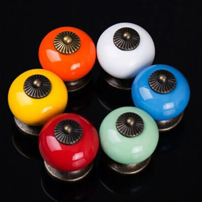 

HOT Sale Ceramic Gold Retro Handle Pull Knob Cabinet Door Drawer Locker Vintage