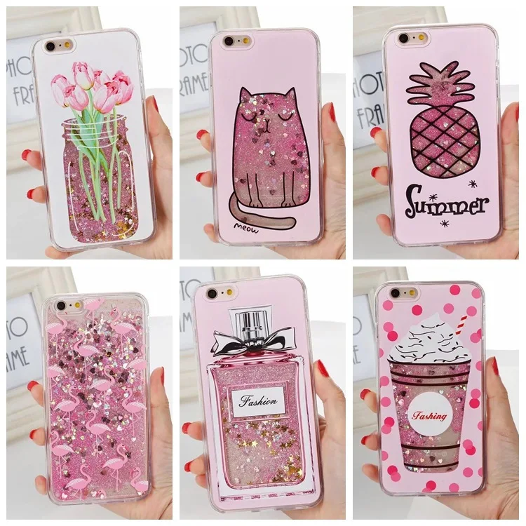 

Pink Pineapple Glitter Sand Phone Cases For iPhone XS MAX XR X,Bling Sequins Hard PC Back Case For iPhone 6 6s 7 8 Plus
