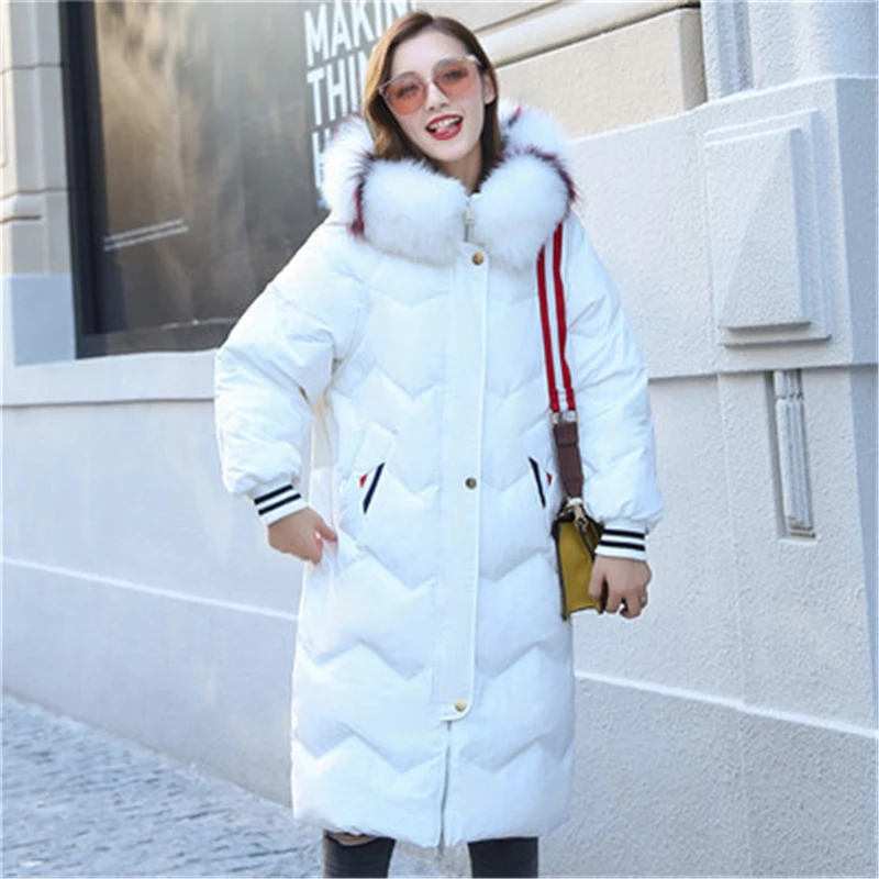 

Winter new Women's down jacket female long section version Overcoat Lacket loose fox fur hooded large size Female Down coat D894