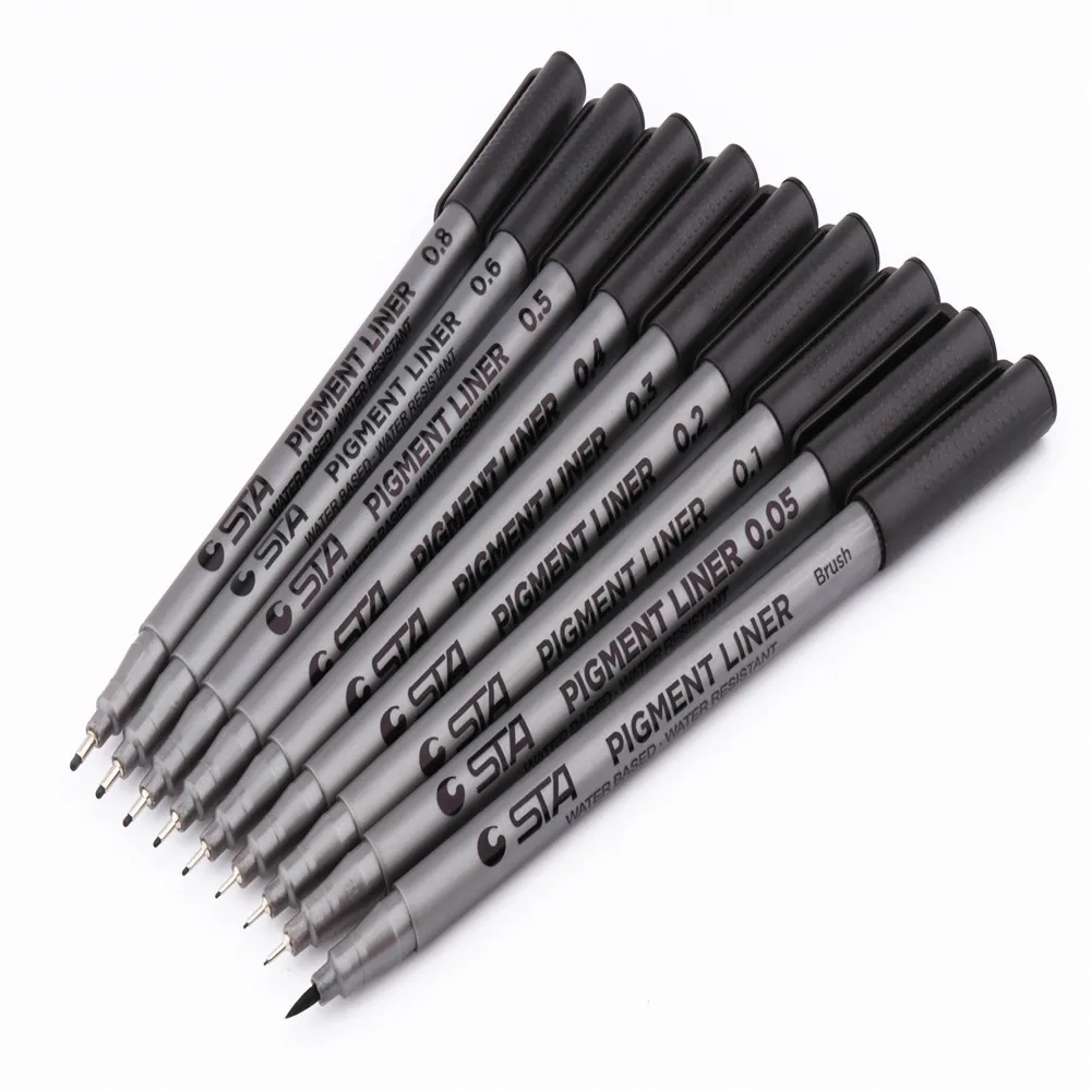 

Waterproof Sketch comics Art Marker Pen Pigment Liner Water Based For Drawing Handwriting School office stationery