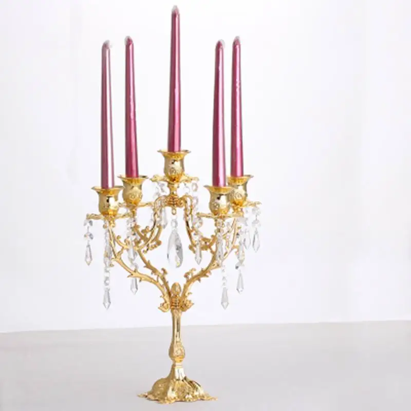 PEANDIM 5&3 Lights Romantic Candle Holders European Candlelight Dinner Decoration Candlestick Wedding Candelabra