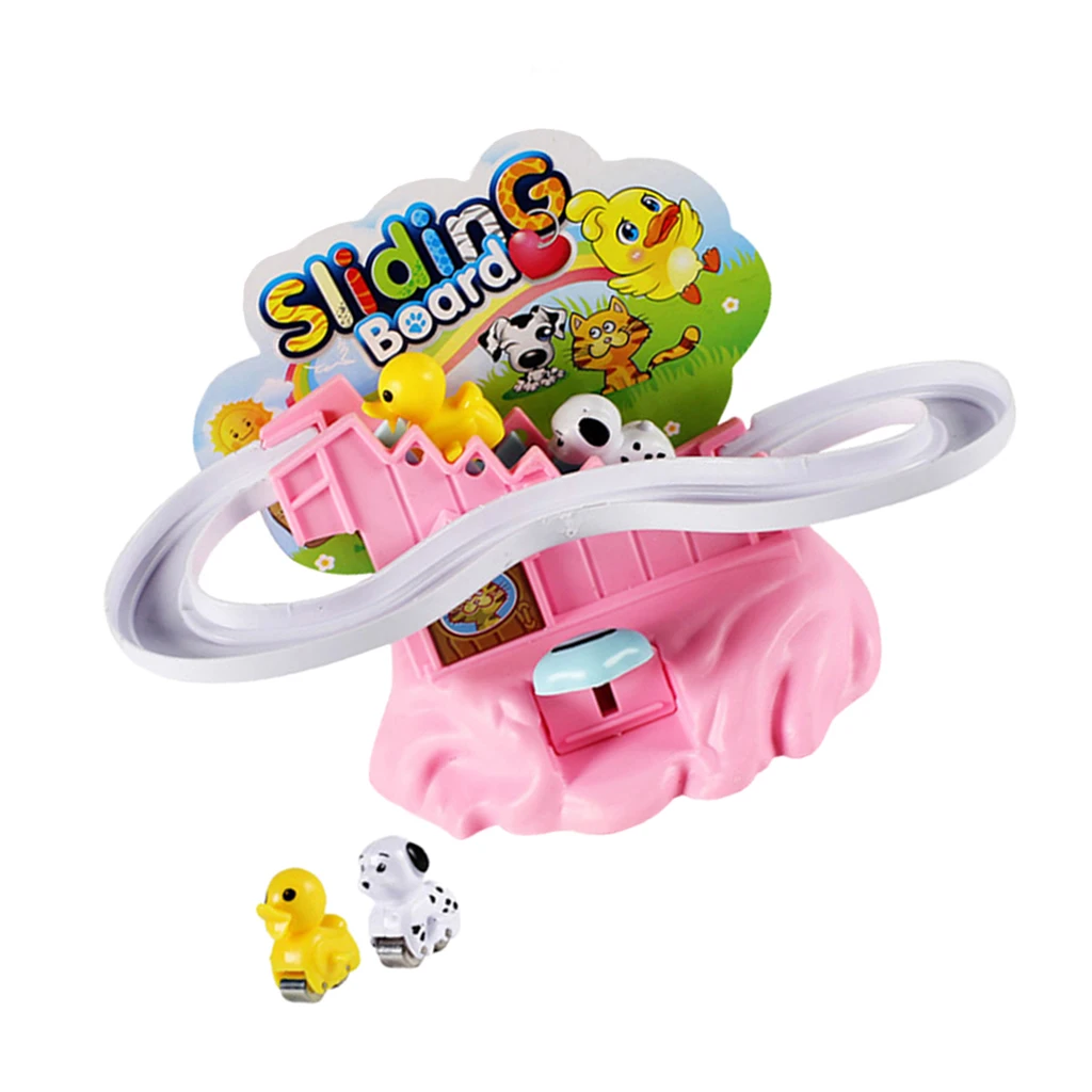Dog Slide Race Set Playset Climb Stairs Track Educational Toys Finger Press The Button