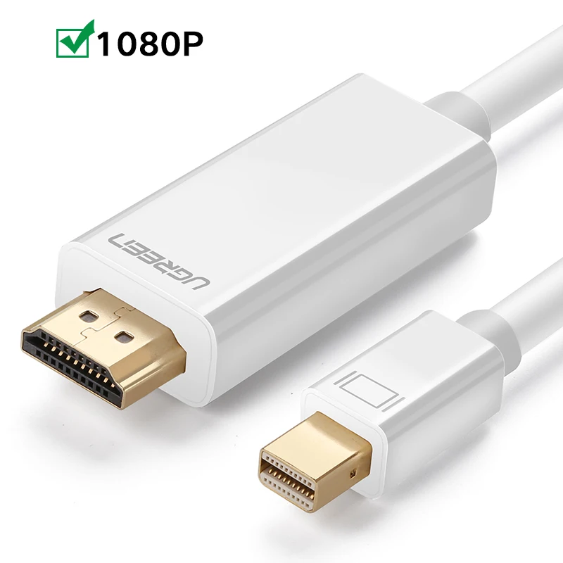 Ugreen Thunderbolt дисплей мини кабель DP-HDMI папа-папа адаптер для Macbook Pro Air проектор камеры ТВ Поддержка 4 к* 2 к 3D - Цвет: White 1080P