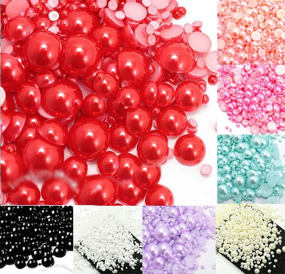 500pcs 2-10mm Mixed Color Half Round Pearl Beads FlatBack Scrapbook Craft Cabochon Kawaii DIY Embellishments Accessories - Цвет: H0688