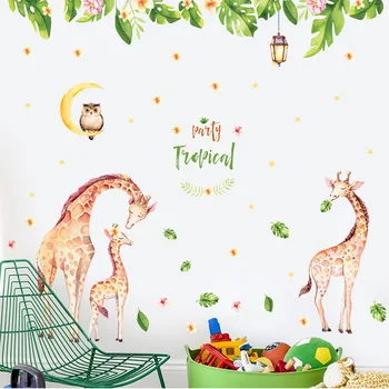 

Giraffe Animal Kids Nursery Wall Stickers Poster Children Home Decor PVC Mural Cartoon Wall Decal Adesivo De Parede infantil