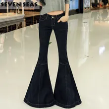 Новинка, джинсы с колокольчиком, винтажные супер вспышка, джинсы, сексуальные, низкая посадка, джинсы для женщин размера плюс 5XL, хиппи, широкие штанины, джинсовые штаны для женщин