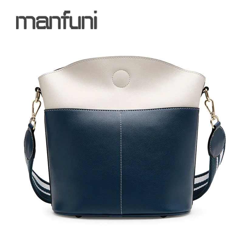 

Shoulder Bag Women Genuine Leather Bucket Crossbody Bags For Women's Fashion Patchwork Small Messenger Bag Female Bolsa Feminina