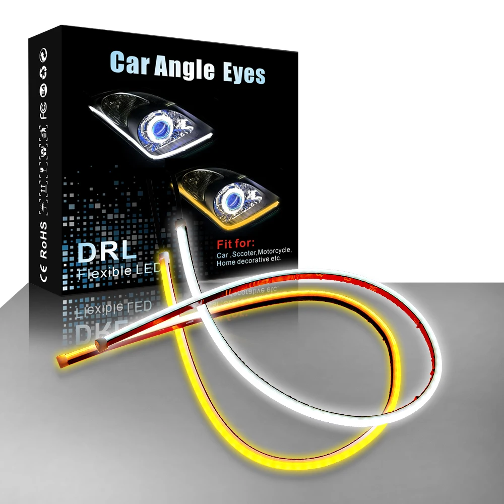 AOTOINK 2pcs Flexible DRL LED Daytime Running Light Soft Tube Guide Angle Eyes LED Strip Auto Lamp for Car Headlight Assembly EJ AOTOINK 2pcs Flexible DRL LED Daytime Running Light Soft Tube Guide Angle Eyes LED Strip Auto Lamp for Car Headlight Assembly EJ