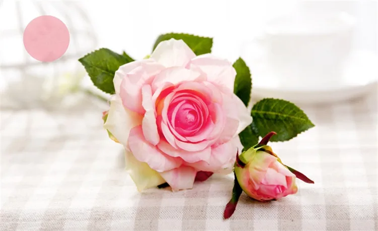 Искусственный Голубь из латекса, розы для свадьбы, две головы, настоящий сенсорный цветок, роза, украшение для дома, свадебный букет, товары - Цвет: light pink