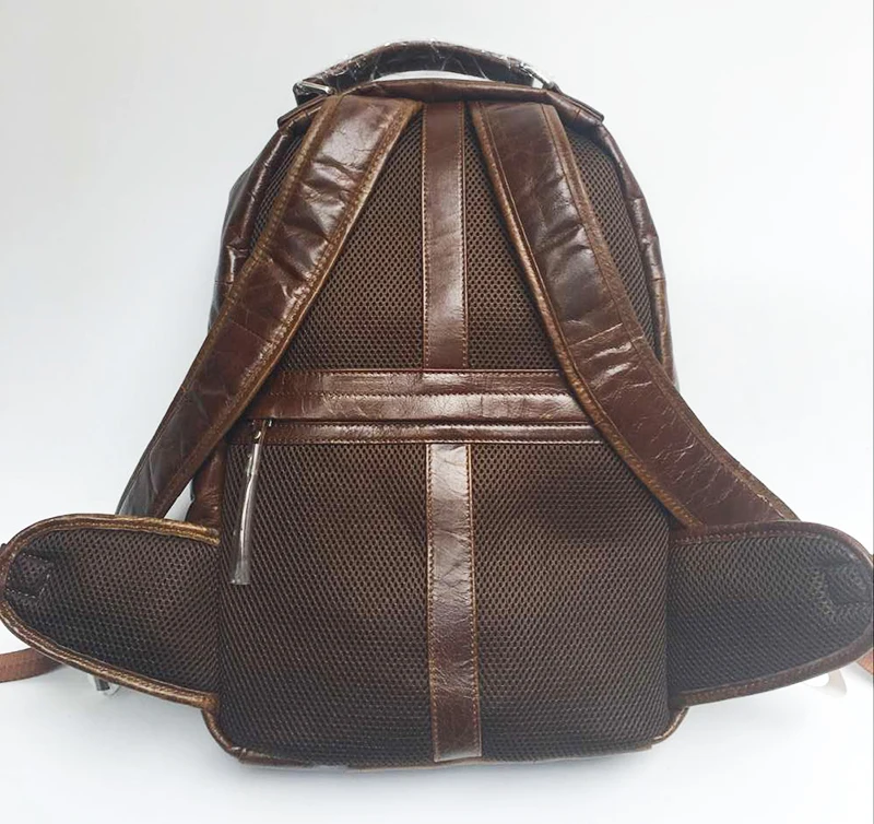 Mochila de couro genuíno dos homens de