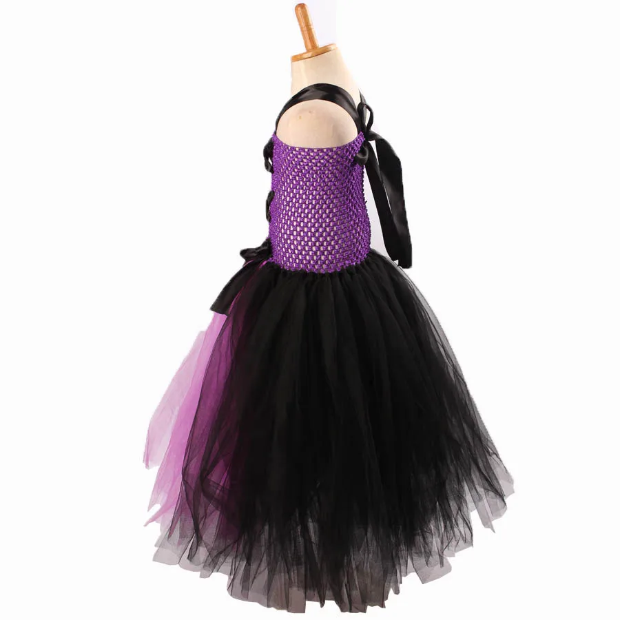 Black Purple Girls Tutu Dress Little Witch Halloween Costume Kids Party Carnival Cosplay Dress Girls Photo Props (8)
