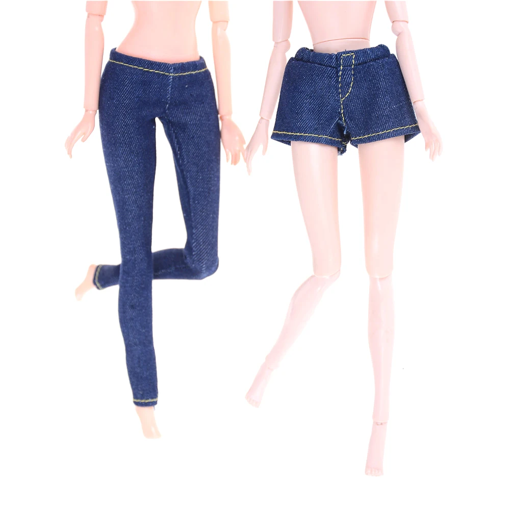 Élastique jean bas pantalon Shorts pantalons longs pour poupée tissu mode tenue pour Blythe 1/6 BJD poupées chaussures accessoires