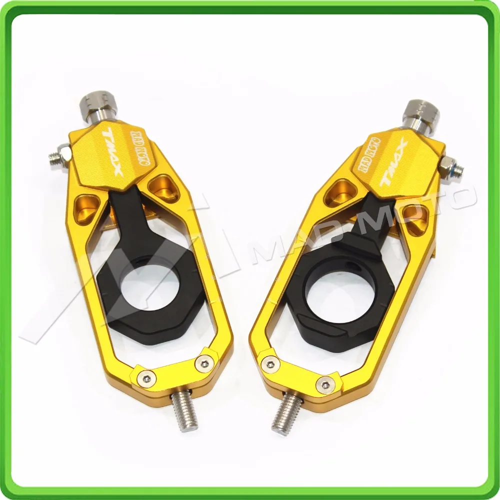 Aluminum motorcycle Chain Tensioner Adjuster fit for YAMAHA T MAX 530 TMAX 530 T-MAX 530 2012 2013 2014 2015 2016 Gold & Black (2)