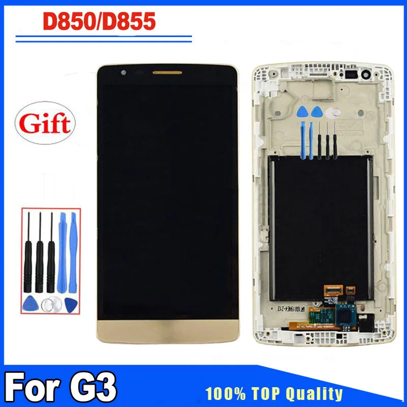 

5.5" For LG G3 LCD Display Touch Screen Digitizer Replacement With Frame Assembly White Gold Grey With Free Repair Tools Set