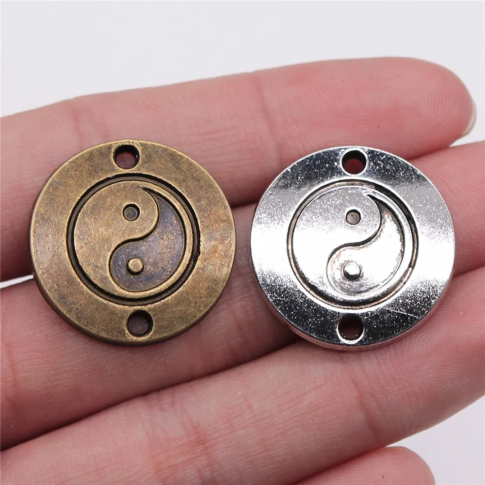 

WYSIWYG 6pcs 25x25mm Antique Silver Antique Bronze Tai Chi Charms Connector Yin Yang Connector Charm Tai Ji Connector Charm