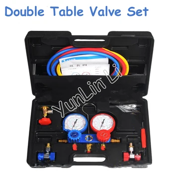 

Automobile Plastic Air Conditioner Plus Fluoridated Sleeve R134A Cold Media Fluoride Tool Double Table Valve Set YS-018