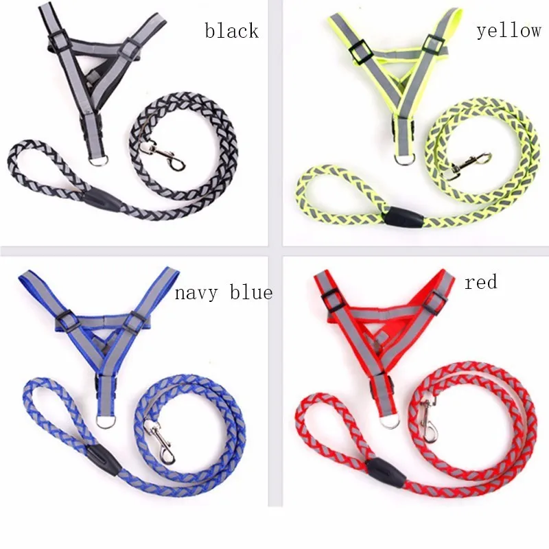 

Luminous collar dog harness leash nylon glowing dog collar leashes rope pet dogs accessories breast-band basic harness supplies