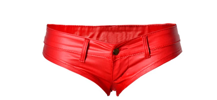 Летние байкерские шорты из искусственной кожи для женщин с низкой талией сексуальные женские шорты для танцев на шесте черные джинсовые шорты размера плюс женские шорты - Цвет: Красный