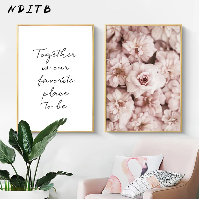 

Pink Rose Flower Canvas Art Poster Botanical Decorative Print Wall Painting Nordic Picture Living Room Scandinavian Home Decor