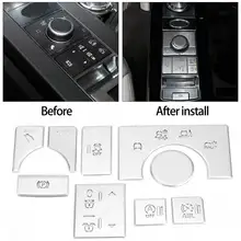 9 шт. наклейка для внутренней центральной консоли из сплава на кнопках для Land Rover Range Rover Sport стикер для автомобильных кнопок