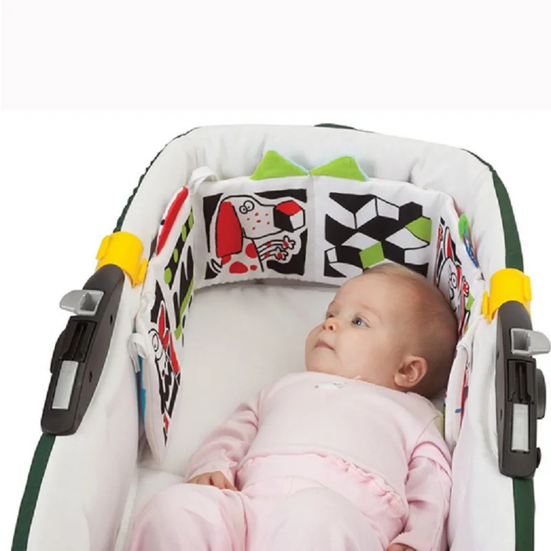 Conhecimento em Torno Brinquedos do Bebê Novo Bebê Brinquedos Berço Pára-choques Newbron Pano Livro Infantil Chocalhos Multi-touch Colorido Cama 4 Móbiles e chocalhos para bebês