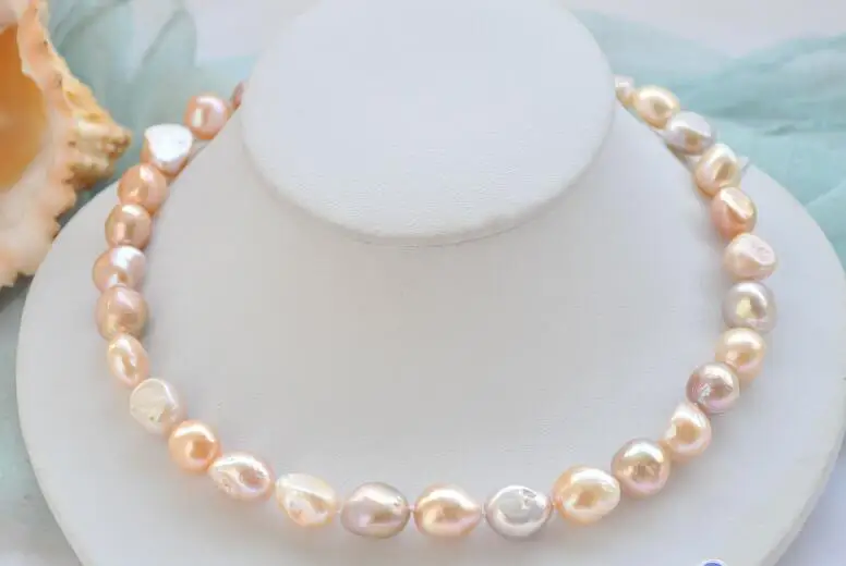 

FREE SHIPPING HOT sell new Style >>>> 17" 15mm pink lavender baroque freshwater pearl necklace