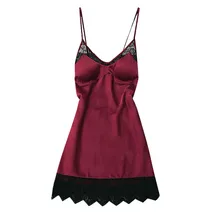 Ekouaer сексуальная ночная рубашка атласные пижамы шелковой ночной рубашке Для женщин женское белье, сексуальная ночная сорочка Плюс Размеры женская ночная рубашка