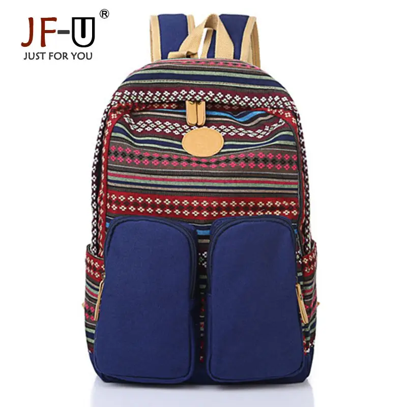 

JF-U Women Backpacks Canvas Shoulder Bag 2017 Teenager School Backpack Girl Travel Small Printing Bag Rucksack bolsa feminina