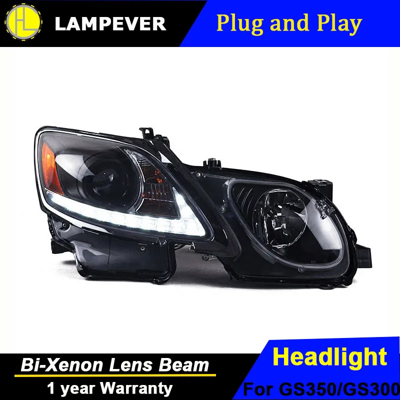 Lampever стайлинга автомобилей для GS350 фары 2004-2011 GS300 светодиодный задний фонарь DRL Bi
