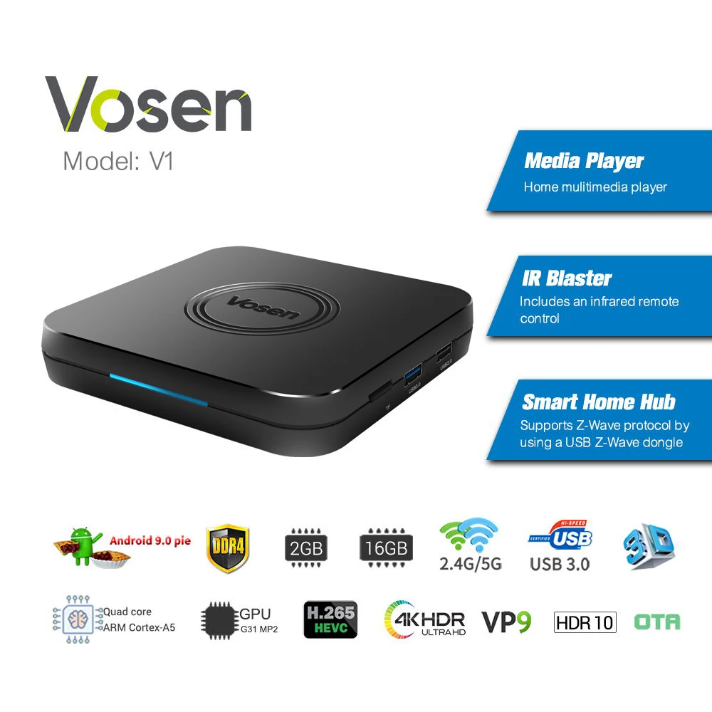 

MECOOL Amlogic S905X2 VOSEN V1 TV Box 2GB+16GB Android9.0 Set Top Box Media Player 4k WIFI Bluetooth