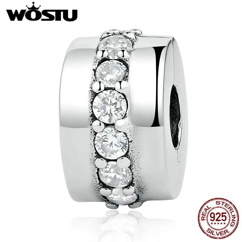 

WOSTU New Arrival Real 925 Sterling Silver Shining Path Clip Charms Beads Fit Original Bracelet Bangle Authentic Fine Jewelry