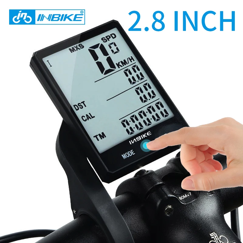 

INBIKE 2.8 Inch Large Screen Bicycle Computer Wireless Bike Computer Rainproof Speedometer Odometer Cycling Measurable Stopwatch