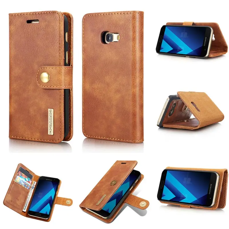 Для Samsung Galaxy J6 J6 J4 плюс A320 A520 PU крышки бумажник 2 в 1 крышка Магнитный Flip Book кожаный чехол Бизнес человек чехол - Цвет: Brown