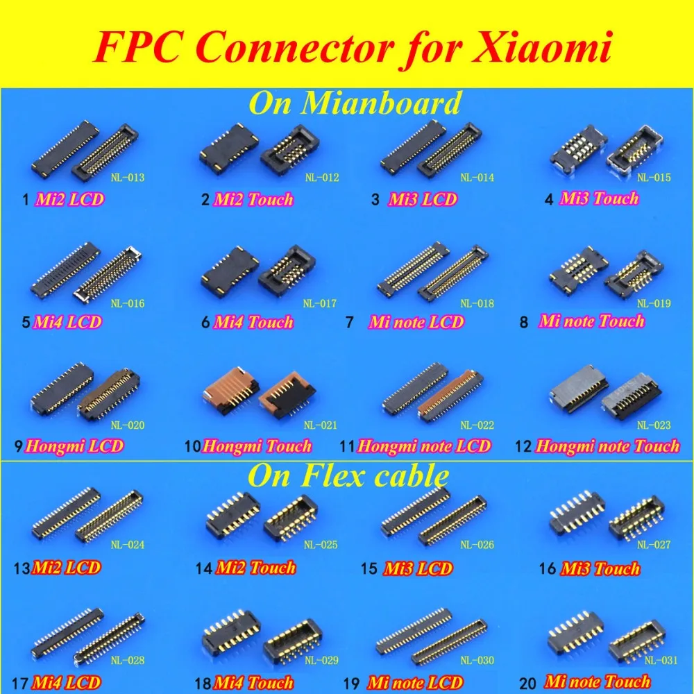 

1Piece LCD/Touch screen digitizer FPC connector socket for xiaomi Mi2 Mi3 Mi4 Mi note fpc Port on Flex Cable Repair Replacement