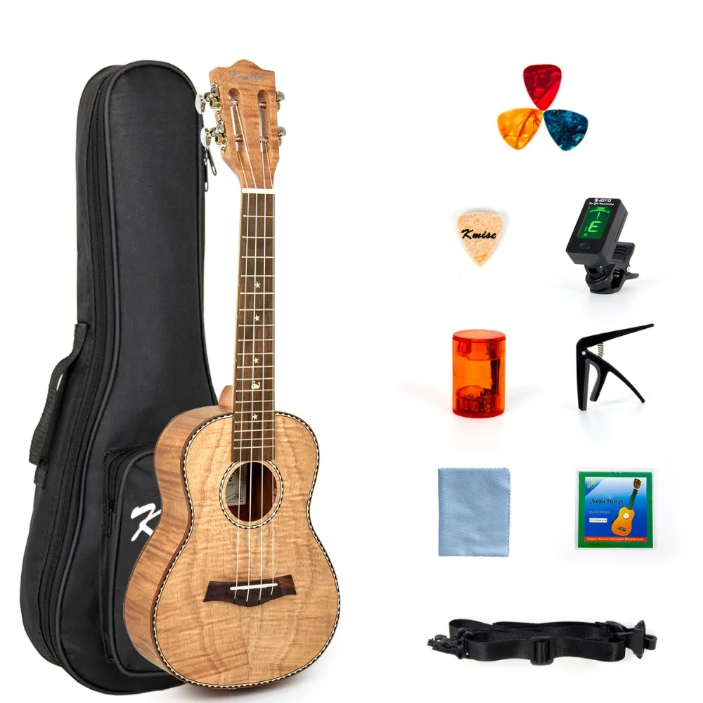 Kmise Concert Ukulele Ukelele Tiger Flame Okoume Starter Kit 23 inch