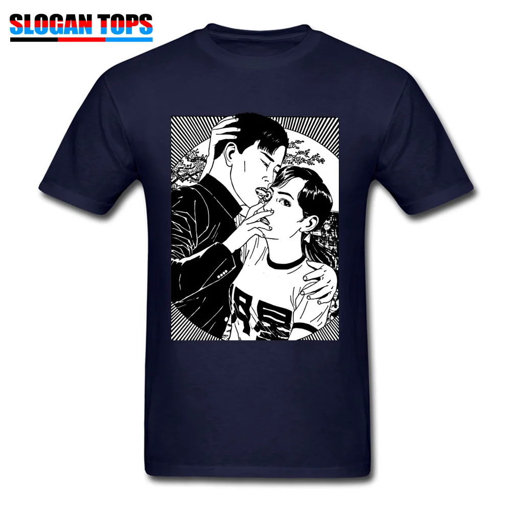 Design Maruo-Suehiro Funny Short Sleeve Lovers Day Tops T Shirt Rife O-Neck 100% Cotton Fabric Tee Shirt Men T Shirt Maruo-Suehiro navy