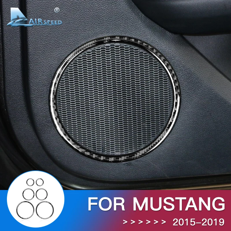 Online Fluggeschwindigkeit für Ford Mustang Zubehör 2015 2016 2017 2018 für Ford Mustang Aufkleber Carbon Fiber Innen Trim Auto Lautsprecher Rahmen