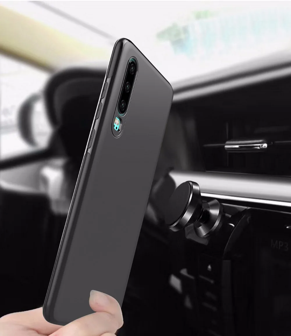 

Ultra Thin Magnetic Car Phone Case for Huawei P30 Pro Invisible Built-in Magnet Plate Soft TPU Matte Cover for Huawei P30 Lite