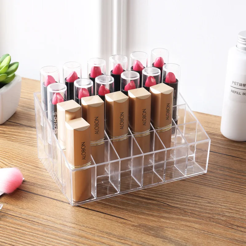 

24 Grid Acrylic Makeup Organizer Storage Box Cosmetic Box Lipstick Jewelry Box Case Holder Display Stand make up organizer