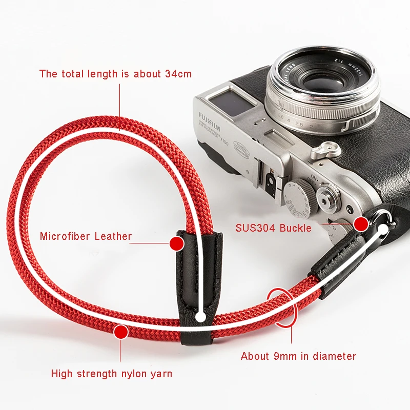 BIZOE Nylon Rope Digital Camera Wrist Hand Strap Grip Adjustable wirst strap for Leica Canon Nikon Olympus Sony Fujifilm XT-10