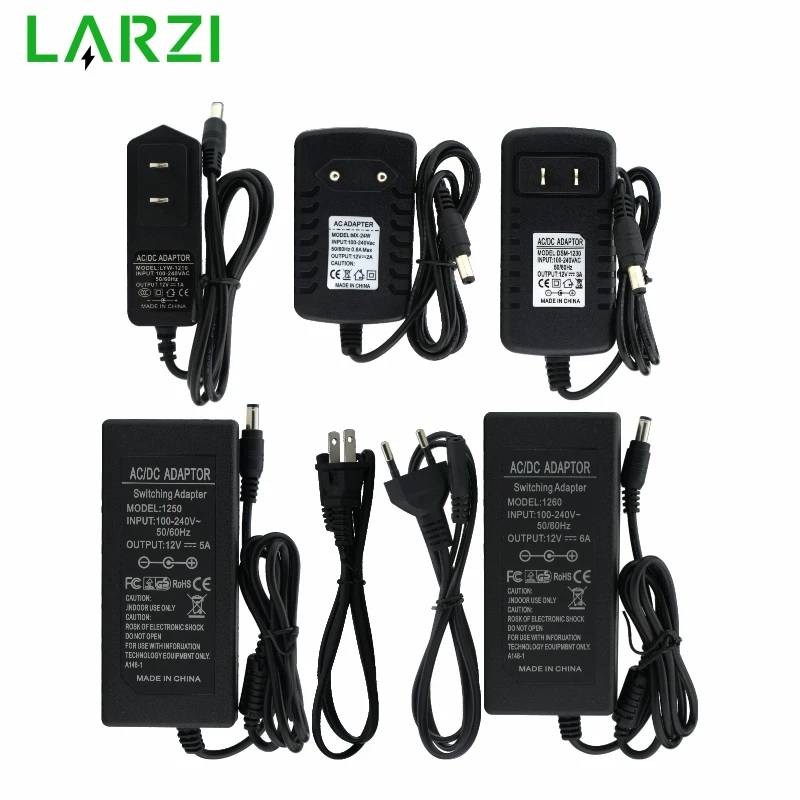 LARZI AC 100 V-240 V к DC 12V 1A 2A 3A 5A 6A трансформаторы для освещения адаптер питания конвертер зарядное устройство для светодиодные ленты светильник