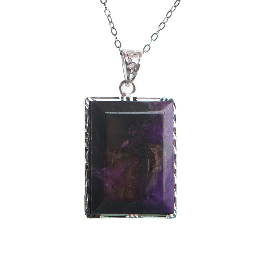 

Precious Purple Natural Sugilite Pendant Rectangle Shape Healing Crystal Gemstone Necklaces Natural Stone Pendant 27*21*8mm